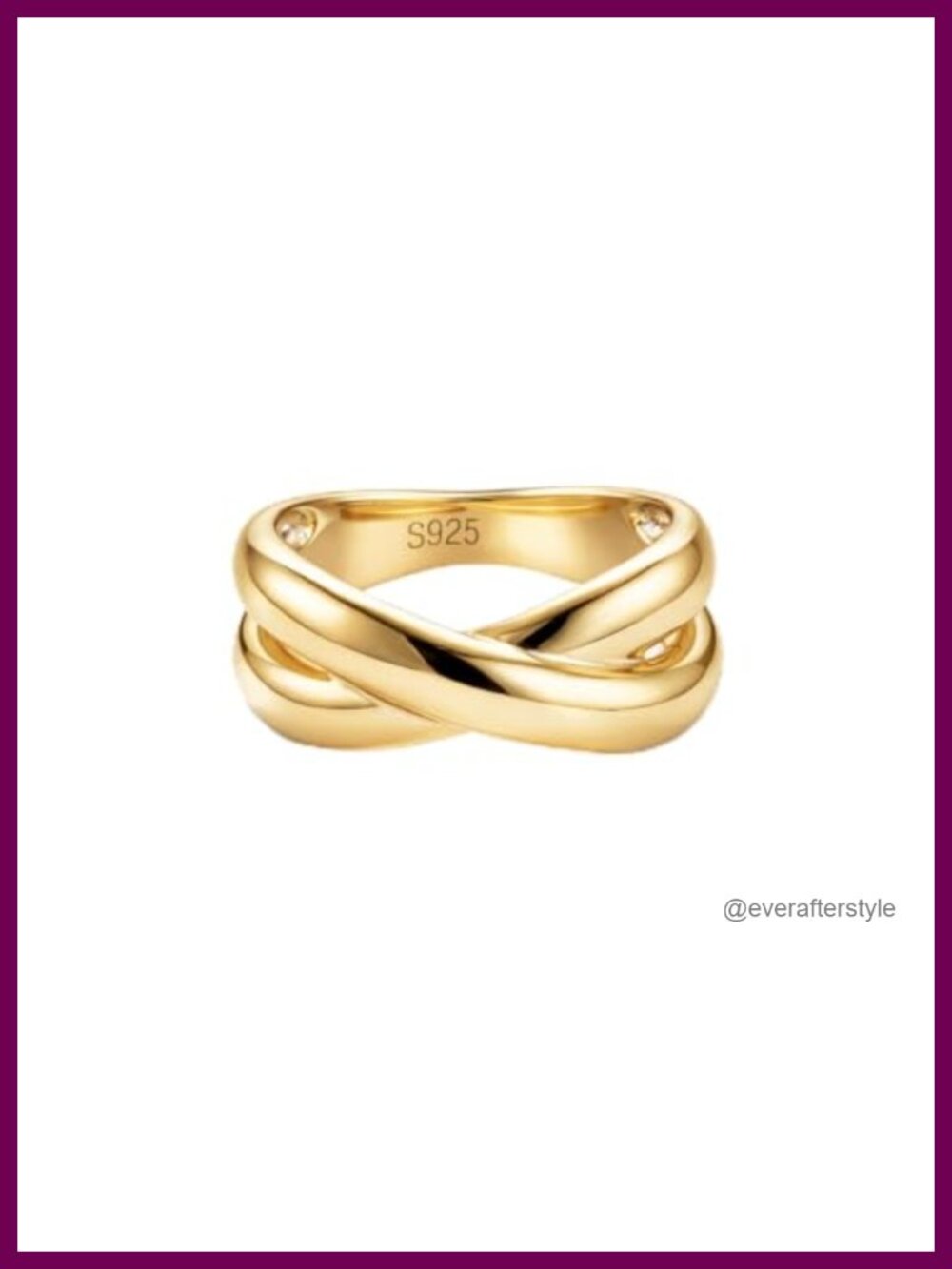 Dainty CZ Cross Ring 14K Gold Plated 925 Sterling Silver Women